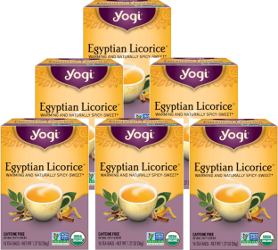 Yogi Tea Organic Herbal Egyptian Licorice w/Licorice Root, Cinnamon Bark, Orange Peel, Ginger Root, Cardamom Pod Caffeinated Tea (Case of 6) 16 Bags