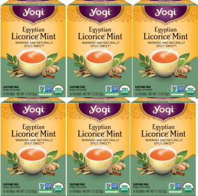 Yogi Tea Egyptian Licorice, Mint w/Peppermint, Cinnamon Bark, Cardamom & Ginger Root Caffeine-Free Tea (Case of 6) 16 Tea Bags