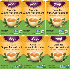 Yogi Organic Herbal Super Antioxidant w/Green Tea Leaf, Licorice Root, Jasmine Caffeinated Green Tea (Case of 6) 16 Tea Bags