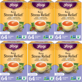 Yogi Organic Herbal Kava Stress Relief w/Carob Pod, Indian Sarsaparilla Root, Cinnamon Bark, Ginger Root Caffeine-Free Tea (Case of 6)16 Bags