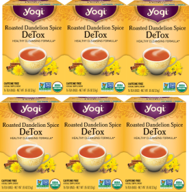 Yogi Tea Roasted Dandelion, Spice w/Cardamom Seed, Ginger Root, Clove Bud, Black Pepper Detox Caffeine-Free Tea (Case of 6)16 Bags