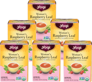 Yogi Organic Herbal Raspberry Leaf, Support Women Menstrual Discomfort Caffeine-Free Tea (Case of 6) 96 Total Bags