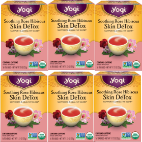 Yogi Tea Organic Red Clover Leaf, Dandelion Root Soothing Rose Hibiscus Skin DeTox Supports A Health Glow Caffeinated Tea (Case Of 6) 16 Tea Bag