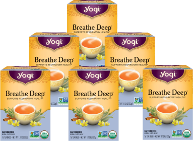 Yogi Tea Herbal Breathe Deep Supports Respiratory Health Caffeinated Tea (Case of 6) 16 Tea Bags