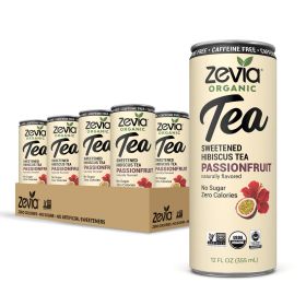 Zevia Organic Herbal Sugar-Free Hibiscus Passionfruit Caffeine-Free Iced Tea (Case of12)12oz Cans