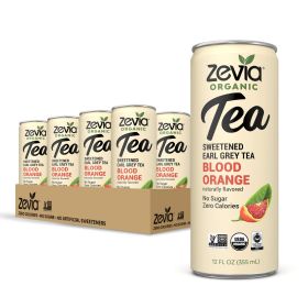 Zevia Organic Herbal Sweetened Earl Grey Blood Orange Naturally Flavored Fair-Trade No Sugar Zero Calories Caffeinated Tea (Case of 12) 12oz Cans