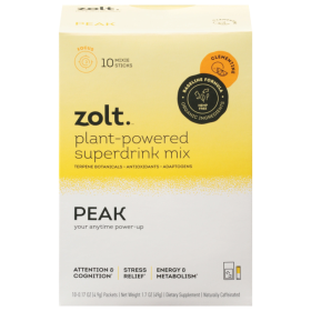 Zolt Organic Peak Clementine Plant-Powered Stress Relief, Energy & Metabolism Cognition Superdrink Mix Caffeinated Green Tea (Case of 12)10/.17oz