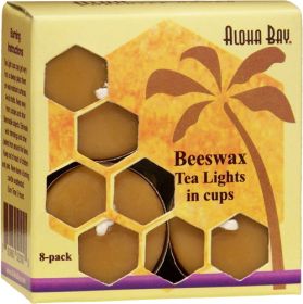 Aloha Bay Unscented Tea Lights in Cup Beeswax Candles  (8 Pack) 1.6oz