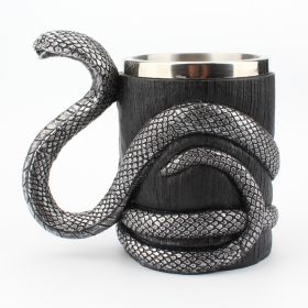 HGYCPP Creative 600ml Stainless Steel Beer Mug 3D Resin Cobra Snake Handle Double Layer Drinking Cup Coffee Milk Tea Drinkware (Pack of 1)