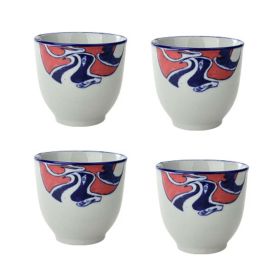 Chinese Style Bird Ceramic 4Pcs Teacups Small Straight Wine Glass (Pack of 1) 150ML