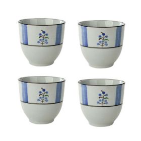 Chinese Style Lovely Plant Ceramic 4Pcs Teacups Small Straight Wine Glass (Pack of 1) 150ML