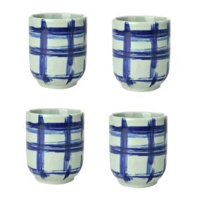 Japanese Style Block Ceramic 4Pcs Teacups Small Straight Wine Glass (Pack of 1) 150ML