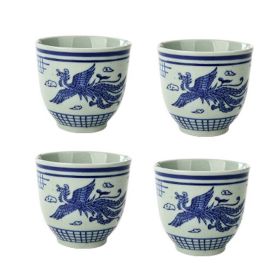 Chinese Style Phoenix Ceramic 4Pcs Teacups Small Straight Wine Glass (Pack of 1) 150ML