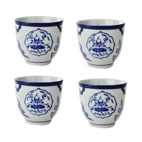 Chinese Porcelain Lotus Ceramic 4Pcs Teacups Small Straight Wine Glass (Pack of 1) 150ML