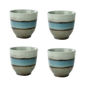 Japanese Style Lovely Ceramic 4Pcs Teacups Small Straight Wine Glass (Pack of 1) 150ML