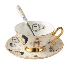 Ceramic Porcelain Coffee & Tea Cup or Mug w/Saucer & Spoon Combination (Pack of 1) 6.8oz Set