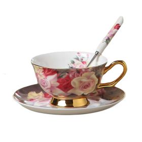 Coffee Porcelain Tea Cup & Saucer w/Spoon Size: 200 ml Combination (Pack of 1) 6.8oz Set