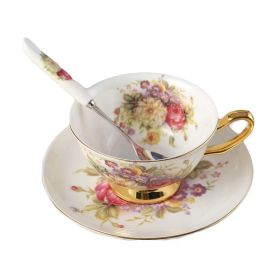 Ceramic Porcelain Coffee Cup & Mug w/Saucer Spoon Combination (Pack of 1) 6.8oz Set Tea