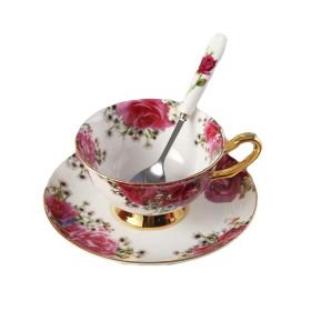 Coffee Cup, Ceramic Saucer & Spoon w/Porcelain Teacups & Mug Cups (Pack of 1) 6.8oz Set Cup