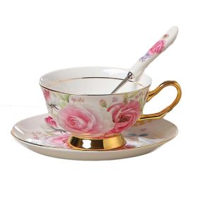 Tea Time Porcelain Tea Cup Coffee Cup Set Cup Saucer Spoon Ceramic Combination (Pack of 1) 6.8oz Tea Set