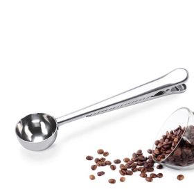 Coffee Scoop Long Handled w/Bag Clip 304 Stainless Steel Silver Measuring Spoon Tablespoon (Pack of 1) 100g