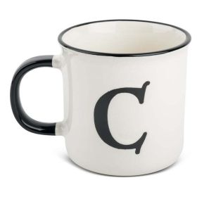 Thyme & Table Monogram C Stoneware White Coffee Mug (Pack of 1) 16oz Mug