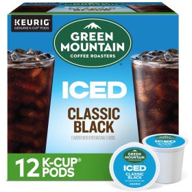 Green Mountain Roasters 100% Arabica Medium Roast Bean ICED Classic Black w/Cocoa Flavored Caffeinated Coffee (Box of 1) 12  K-Cup Pods