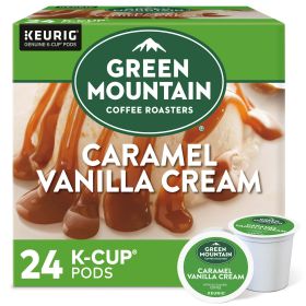 Green Mountain Roasters Caramel Vanilla Cream Flavored 100% Arabica Light Roast Bean Caffeinated Coffee (Box of 1) 24 K-Cup Pods