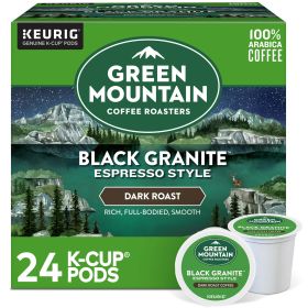 Green Mountain Arabica Dark Roast w/Notes of Sweet Smoke Dried Fruit & Nuts Black Granite Espresso Style Caffeinated Coffee (Box of 1) 24 K-Cup Pods