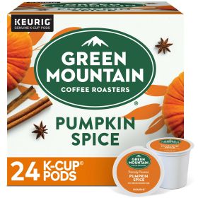 Green Mountain Roasters Pumpkin Spice w/Caramel Brown Sugar & Creamy Vanilla  Arabic Light Roast Ground Caffeinated Coffee (Box of 1) 24 K-Cup Pods