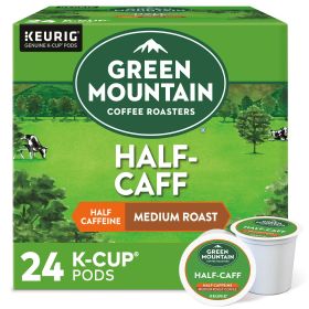 Green Mountain Medium Roasters Half Caff 100% Arabica Medium Roast Beams Single-Serve Coffee (Box of 1) 24 K-Cup Pods