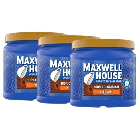 Maxwell House 100% Pure Colombian 100% Arabica Medium-Light Roast Ground Bean Caffeinated Coffee (Pack of 3) 24.5oz Canister