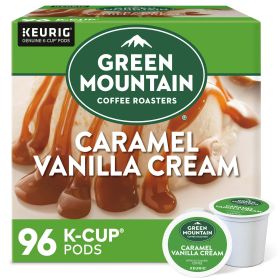 Green Mountain Roasters Caramel Vanilla Cream Single Serve 100% Arabica Light Roast Bean Caffeinated Coffee (Box of 1) 96  K-Cup Pods