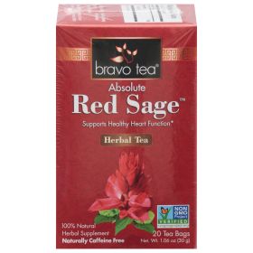 Bravo Tea Herbal Absolute Red Sage Root Supports Healthy Heart Function Caffeine-Free Tea (Pack of 1) 20 Bags