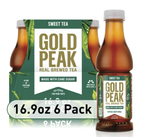 Gold Peak Real Brewed Tea Cane Sugar Sweet Bottled Tea Drink (Pack of 6) 16.9oz Bottles