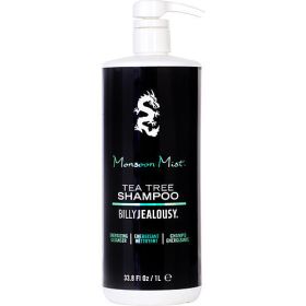 Billy Jealousy Monsoon Mist Tea Tree Energizing Men's Shampoo w/Peppermint & Rosemary Scalp Itch & Irritation (Pack of 1) 33.8oz Bottle