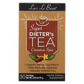 Laci Le Beau Super Dieter's Herbal Dietary Supplement Cinnamon & Spice Supports Weight Loss Naturally Caffeine-Free Tea (Pack of 1) 30 Tea Bags