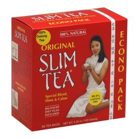 Hobe Labs Slim Organic Herbal Original w/100% Oolong % 100% Natural Special Blend Caffeine-Free Black Tea (Box of 1) 60 Tea Bags