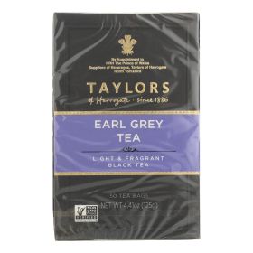 Taylors Of Harrogate Earl Grey Distinctive Light & Fragrant Black Loose Leaf w/Hint of Citrusy Bergamot Caffeinated Tea (Case of 6) 50 Tea Bags