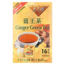 Prince of Peace Organic Herbal Ginger Chinese Green & Herbal Sugar Free Caffeinated Tea (Pack of 1)16 Tea Bags