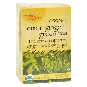 Uncle Lee's Organic Herbal Imperial Lemon Ginger Kosher-Certified Caffeinated Green Tea (Pack of 1)18 Tea Bags