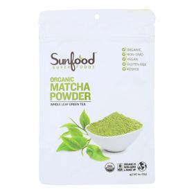 Sunfood Superfoods Matcha Green Tea Powder For Lattes Cooking 100% Pure Whole Leaf Green Tea Natural Caffeine Coffee Substitute (Pack of 1) 4oz Bag