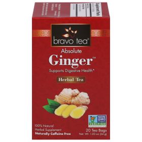 Bravo Tea Organic Herbal Absolute Ginger Caffeine-Free Tea (Pack of 1) 20 Bags