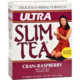 Hobe Labs Organic Herbal Ultra Slim w/Cranberry & Raspberry Notes Caffeine-Free Tea (Pack of 1) 24 Tea Bags