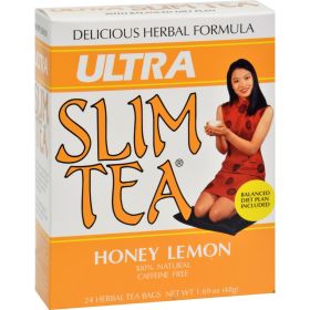 Hobe Labs Ultra Herbal Slim Honey Lemon w/Eleuthero Root, Ginseng, Malva Leaf, & Senna Caffeine-Free Tea (Pack of 1) 24 Tea Bags