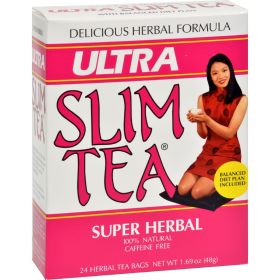 Hobe Labs Organic Herbal Ultra Slim Super w/Eleuthero Root, Ginseng, Malva Leaf, & Senna Caffeine-Free Tea (Pack of 1) 24 Tea Bags