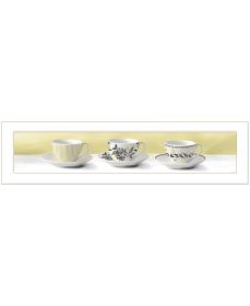 Artisan House Fenway "Stack of Tea Cups -Yellow" Ready to Hang Framed Print (Pack of 1) White Frame