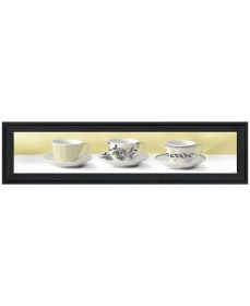 Artisan House Fenway "Stack of Tea Cups -Yellow" Ready to Hang Framed Print (Pack of 1) Black Frame