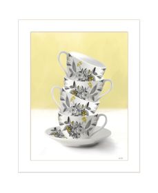 Artisan House Fenway. "Time for Tea-Yellow" Ready to Hang Framed Print (Pack of 1) White Frame