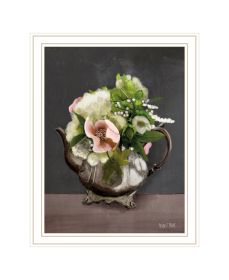 Artisan House Fenway "Vintage Floral Tea Pot" Ready to Hang Framed Print (Pack of 1) White Frame